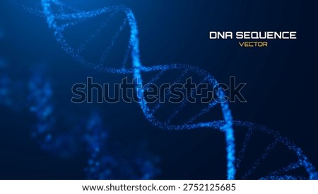 DNA Helix Structure Blue Abstract Vector Background. Genetic Science For Biotechnology Research And Medical Studies Presentations.