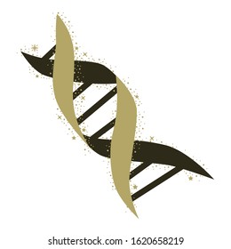DNA helix surrounded by glittering stars, vector