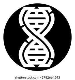 Dna helix symbol integrated into a circular design, highlighting concepts of genetic engineering, biology, and the intricate structure of life's fundamental building blocks and information