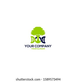 DNA Helix with Tree Logo Design Vector