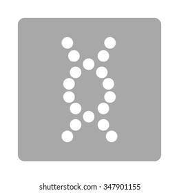 Dna Helix vector icon. Style is flat rounded square button, white and silver colors, white background.