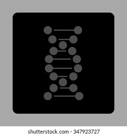 Dna Helix vector icon. Style is flat rounded square button, gray and black colors, silver background.