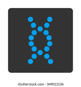 Dna Helix vector icon. Style is flat rounded square button, blue and gray colors, white background.