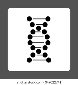 Dna Helix vector icon. Style is flat rounded square button, black and white colors, gray background.