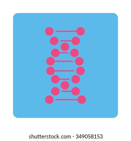 Dna Helix vector icon. Style is flat rounded square button, pink and blue colors, white background.