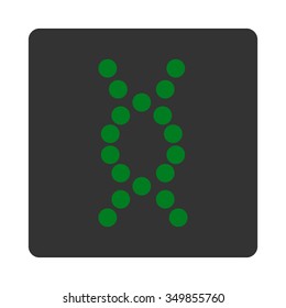 DNA Helix vector icon. Style is flat rounded square button, green and gray colors, white background.