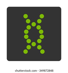 DNA Helix vector icon. Style is flat rounded square button, eco green and gray colors, white background.