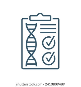 DNS-Erbschaftstest-Ergebnis. Dokument mit genetischem Analysebericht. Vaterschaftsinformationen. Rahmensymbol, Zeichen, Piktogramm. Medizinisches Konzept. Bearbeitbare Vektorgrafik einzeln auf weißem Hintergrund.
