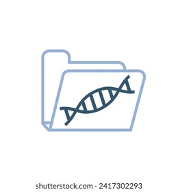 DNA heredity test result. Folder with genetic analysis report. Paternity information. Outline icon, sign, pictogram. Medical concept. Editable vector illustration isolated on a white background.