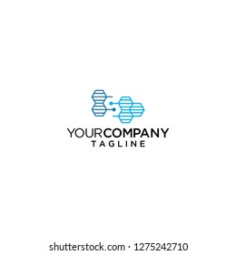 DNA honeycomb logo molecular structure vector illustration