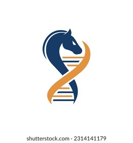 DNA Horse Logo, Horse and DNA strand vector illustration, logo design Symbol template element vector