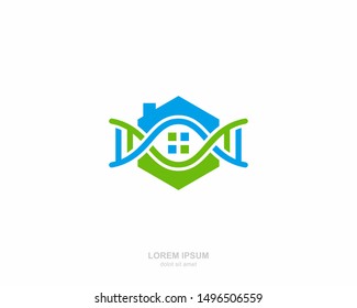 DNA house Logo vector design template