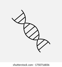 DNA human biological icon, vector design, line style, isolated in a gray background