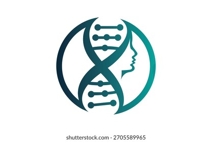 DNA Human Face Logo Template for Science Research and Health Vector Icon