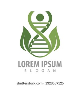 DNA human leaf logo concept design. Symbol graphic template element 