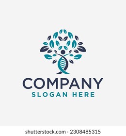 dna human and tree logo icon and vector