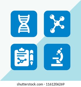 dna icon. 4 dna set with molecule, microscope, biology and research vector icons for web and mobile app