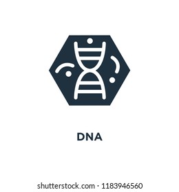 Dna icon. Black filled vector illustration. Dna symbol on white background. Can be used in web and mobile.