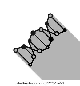 DNA icon. Black object with long shadow on white background