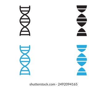 DNA icon black and white vector outline sign