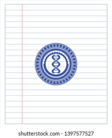 dna icon blue ink pen emblem. Vector Illustration. Detailed.