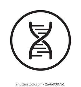 Ícone de DNA em um círculo para genética e biologia ciência Um símbolo de glifo de uma hélice dupla representando pesquisa médica engenharia genética e evolução da vida