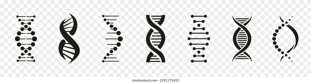 Colección de iconos de ADN. Juego de iconos de dna negro