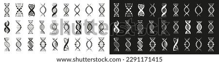 DNA icon collection. Set of black dna icons