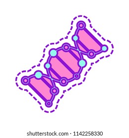 DNA icon. Colored sketch with dotted border on white background