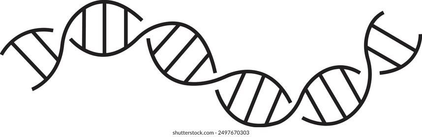 Icono de ADN. Diseño de contorno de Vector de ácido desoxirribonucleico. PLANTILLA de signo de ADN para Web y elemento de interfaz de usuario móvil. Ilustración vectorial médica de la biotecnología de la molécula espiral aislada en fondo transparente.