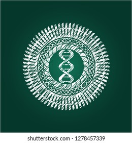dna icon drawn chalk emblem, retro style, chalk or chalkboard texture