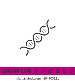 DNA icon flat. Black pictogram on white background. Vector illustration symbol and bonus button