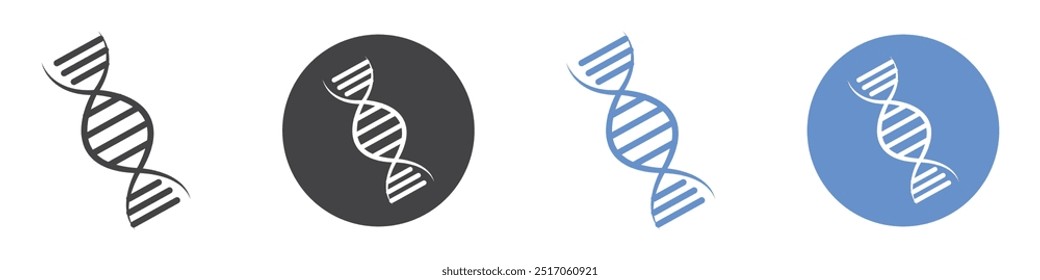 Conjunto de símbolos de linha plana do ícone do DNA.