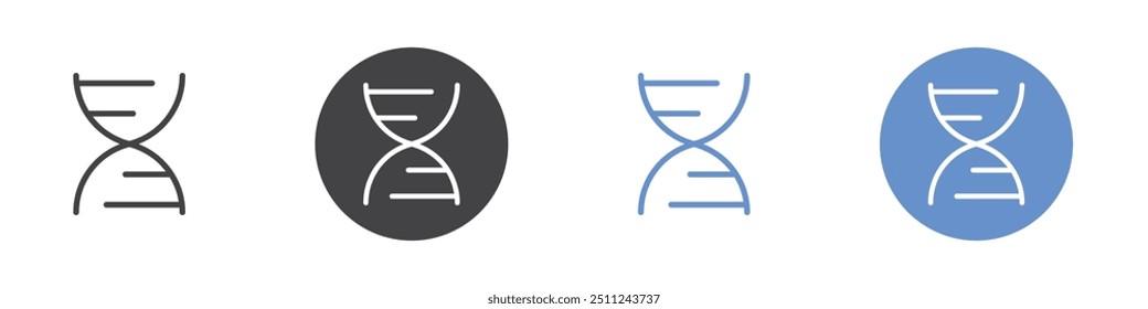 DNA icon Flat set in black and white color