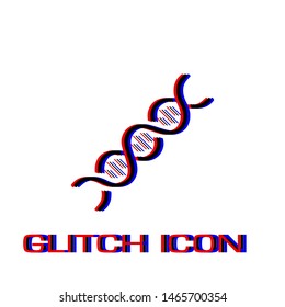 DNA icon flat. Simple pictogram - Glitch effect. Vector illustration symbol