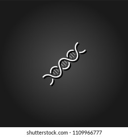 DNA icon flat. Simple White pictogram on black background with shadow. Vector illustration symbol