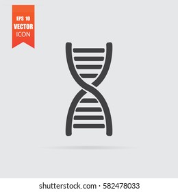DNA icon in flat style isolated on grey background. For your design, logo. Vector illustration.