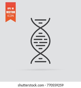 DNA icon in flat style isolated on grey background. For your design, logo. Vector illustration.