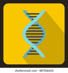 DNA icon in flat style with long shadow. Science symbol vector illustration