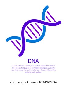 DNA icon of genetic personal code, deoxyribonucleic acid chain symbol with place for text, logotype of nucleotides carrying genetic instructions vector