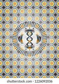 dna icon inside arabesque emblem. arabic decoration.