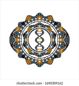 dna icon inside arabesque emblem. arabic decoration.