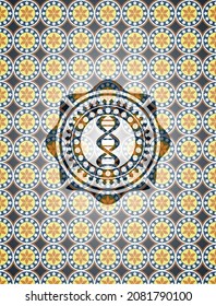 icono del adn dentro del emblema árabe. decoración árabe. 