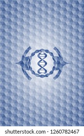 dna icon inside blue badge with geometric pattern background.