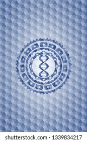 dna icon inside blue badge with geometric background.