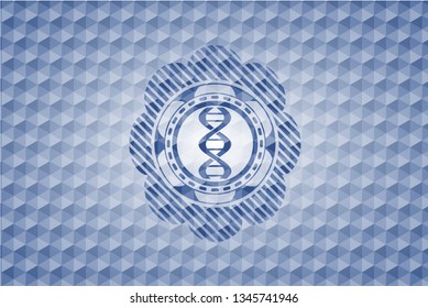 dna icon inside blue badge with geometric pattern.