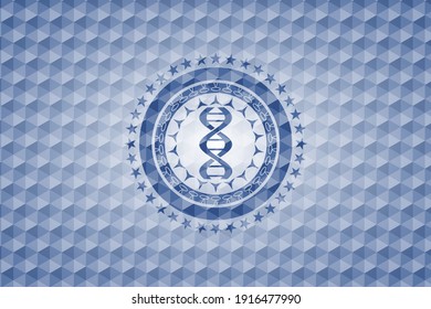 icono dna dentro de la placa azul con patrón geométrico. 