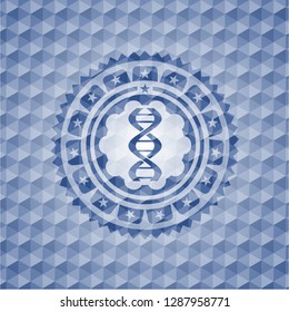 dna icon inside blue hexagon emblem.