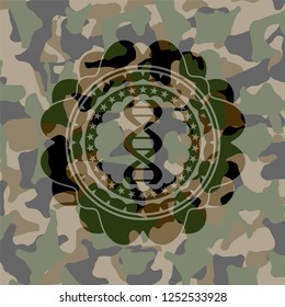 dna icon inside camouflage texture