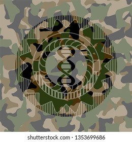 dna icon inside camouflage texture